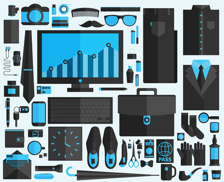 Flat business collection dress and accessoriesのイラスト素材