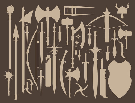 Flat design medieval cold weapon setのイラスト素材