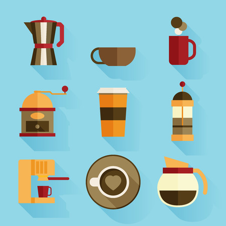 Coffee icons, flat designのイラスト素材