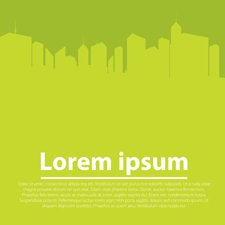 City Skyscraper Silhouette Cityscape Background Skyline with Copy Space Flat Design Vector Illustrationのイラスト素材