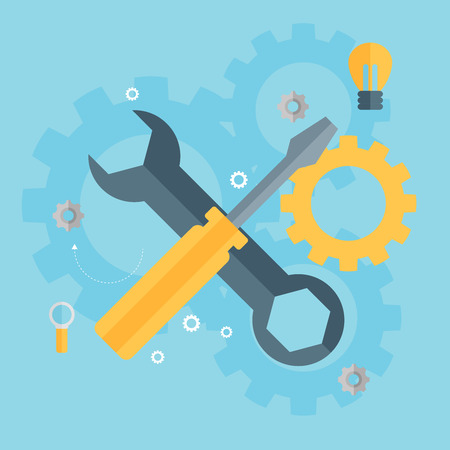 Flat repair icon. Mechanic service concept. Web site creating.のイラスト素材