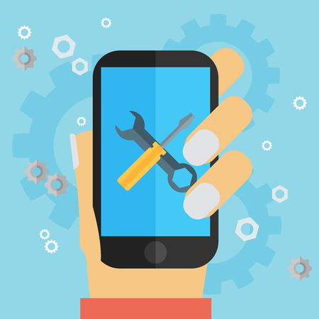 Mobile repair and development illustrationのイラスト素材