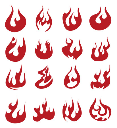 Fire flames, set icons, vector illustrationのイラスト素材
