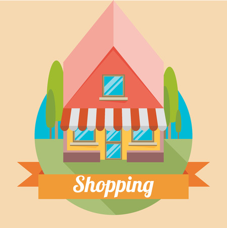 Flat shop building backgoundのイラスト素材