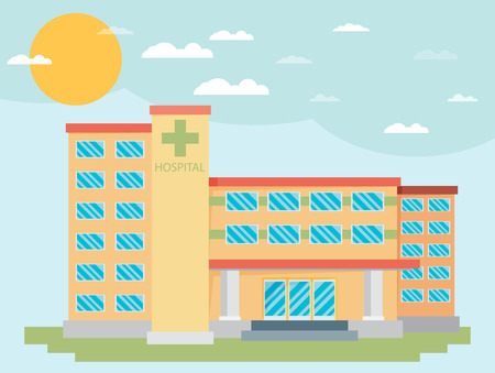 City hospital building in flat styleのイラスト素材
