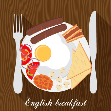Traditional English Breakfast. Vector illustrationのイラスト素材