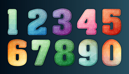 Polygon number alphabet colorful font style. Vector illustration.のイラスト素材