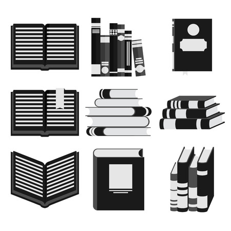 Set of book icons in flat design style.のイラスト素材