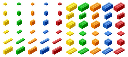 Isometric Plastic Building Blocks and Tilesのイラスト素材