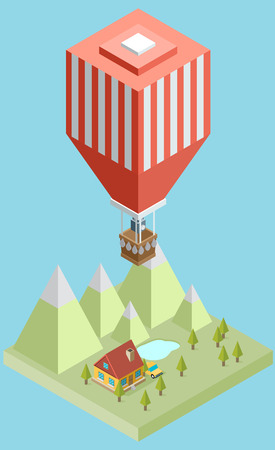 Isometric air balloonのイラスト素材