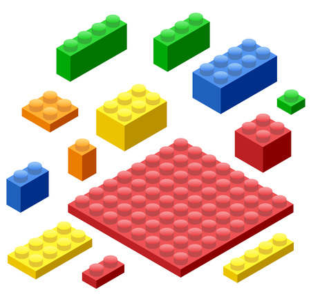 Isometric Plastic Building Blocks and Tilesのイラスト素材