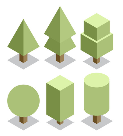 trees set. 3d isometric vectorのイラスト素材
