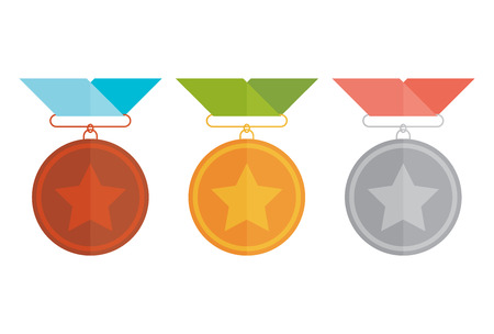 Three medals gold, silver and bronzeのイラスト素材