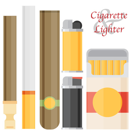 Cigarette and lighter set.のイラスト素材