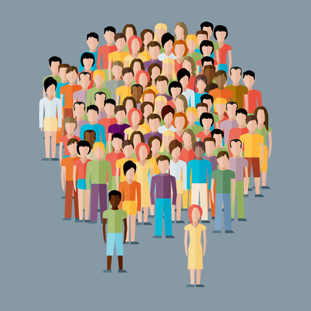 flat illustration of male community with a crowd of guys and menのイラスト素材