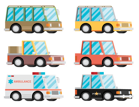 Cartoon Transport Car Vehicle Icon Design Stylish Retro Flat Vector Illustrationのイラスト素材