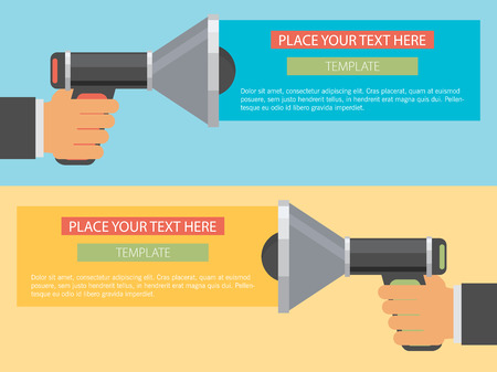 Flat design vector business illustration concept Digital marketing business man holding megaphone for website and promotion banners.のイラスト素材