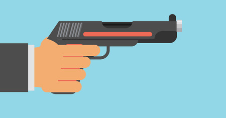 picture of human hand with gun, flat styleのイラスト素材