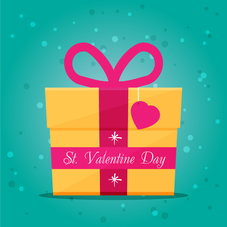 Valentines day card with gift. Vector illustration.のイラスト素材