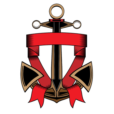 Nautical anchor with ribbonのイラスト素材