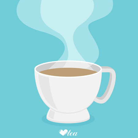 Tea cup with smoke. Flat vector.のイラスト素材