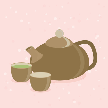 Teapot and cups. Vector illustration EPS 10のイラスト素材