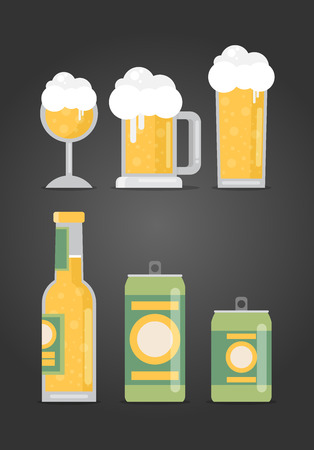 Bottle of beer with glass, flat design modern vector illustration.のイラスト素材