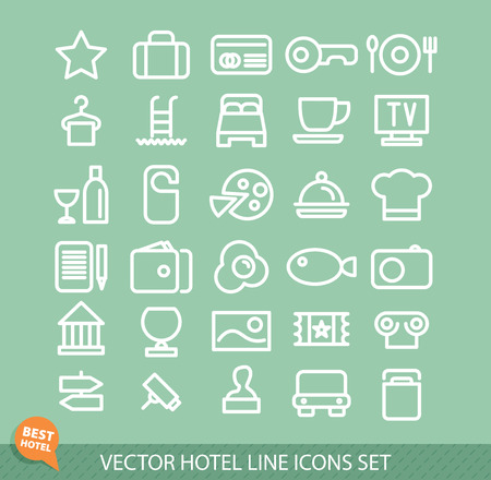 Outline web icon set - Hotel servicesのイラスト素材