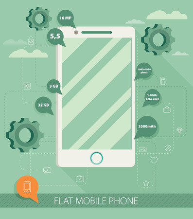 Vector flat phone.のイラスト素材