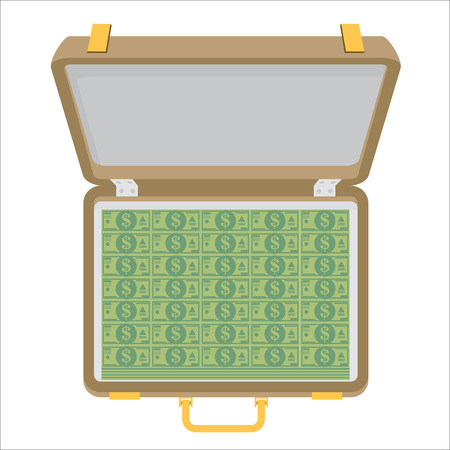 Case full of money isolated on background. Vector illustrationのイラスト素材