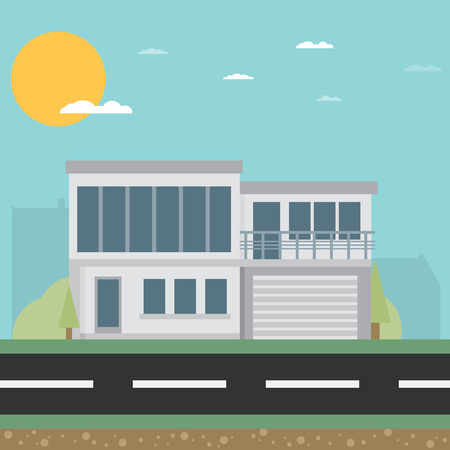 Flat Residential House. Vector illustration.のイラスト素材
