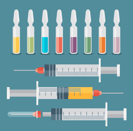 Syringe flat. Health care.のイラスト素材