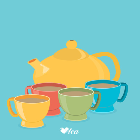 Teapot and cups.のイラスト素材