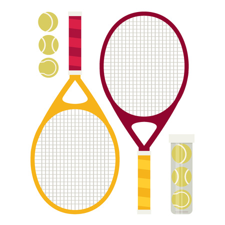Vector set of tennis rackets and tennis ballsのイラスト素材