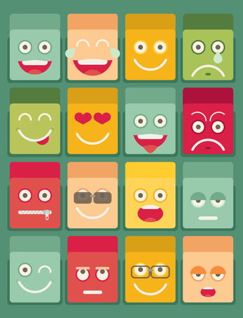 Set of Emoticons. Set of Emoji. Flat style illustrationsのイラスト素材