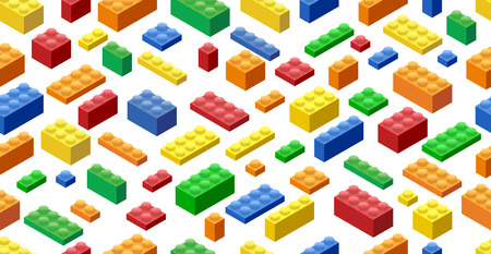 Seamless background. Isometric Plastic Building Blocks and Tilesのイラスト素材