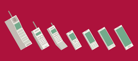 Cell phone evolution illustration. Flat vector.のイラスト素材