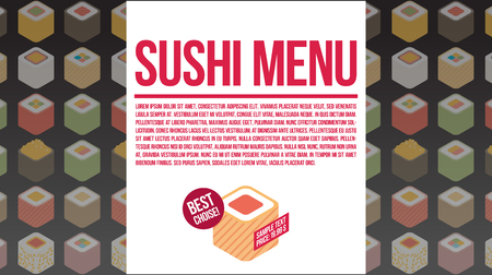 Vector sushi menu template. Flat vector.のイラスト素材