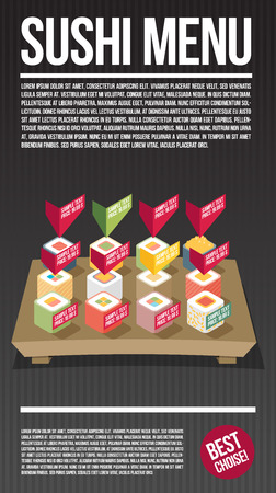 Vector sushi menu template. Flat vector.のイラスト素材