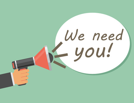 Megaphone Hand with text We Need You, vector illustrationのイラスト素材