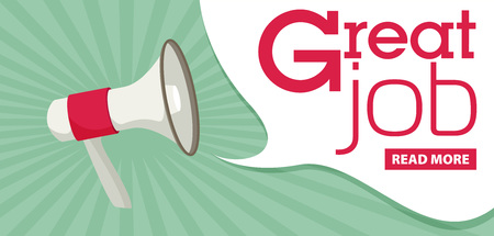 Loudspeaker great job. Vector flat illustrationのイラスト素材