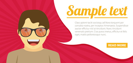 Fun concept. Vector flat design illustration. Horizontal layout with a text space in a right.のイラスト素材