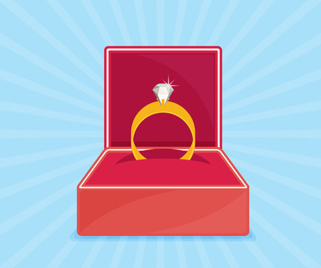 Ring with diamond or jewel in boxのイラスト素材