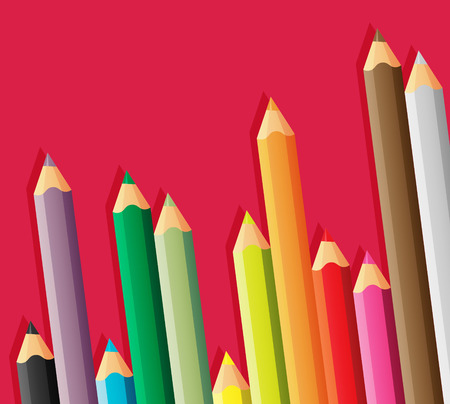 vector set of colored pencilsのイラスト素材