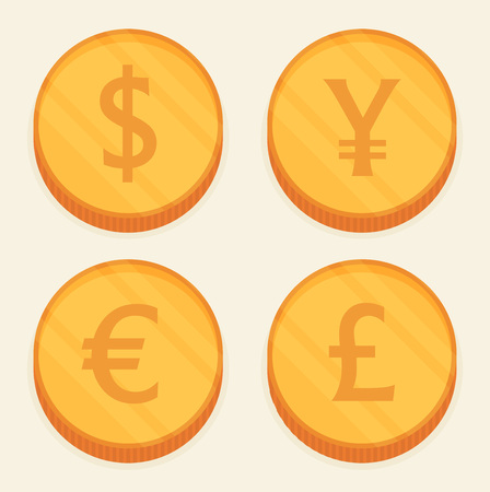 Flat Coin vector setのイラスト素材