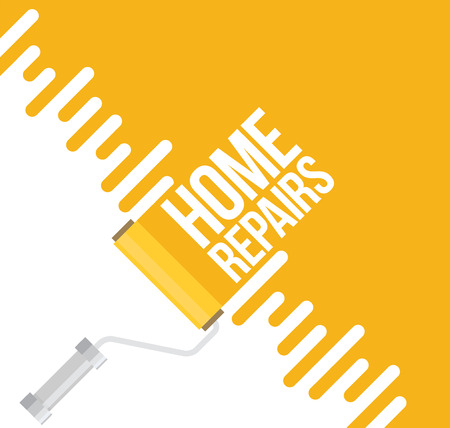 home repairs with roller. Vector flat.のイラスト素材