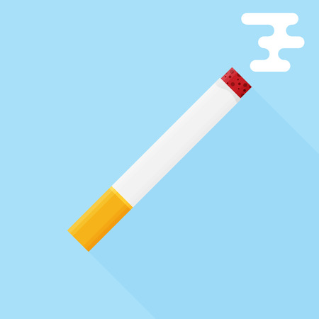 vector colored flat design cigarette orange filter illustration isolated with long shadowのイラスト素材