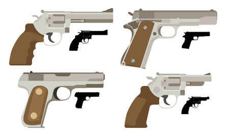 Gun set, icon, flat vector illustrationのイラスト素材