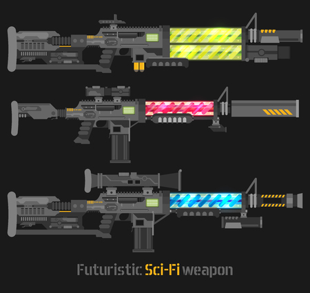 Futuristic Sci-Fi weapon set. Vector illustrationのイラスト素材