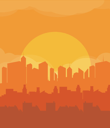 Flat design urban landscape illustrationのイラスト素材